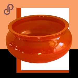 vintage flame orange/red low glass bowl 🎃🍁